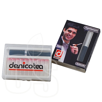 DENICOTEA BLACK & SILVER BAND CIGARETTE HOLDER WITH 1O CRYSTAL FILTERS