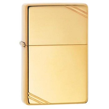 ZIPPO VINTAGE HIGH POLISH BRASS WITH SLASHES LIGHTER