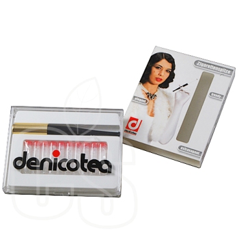 DENICOTEA BLACK & GOLD LONG CIGARETTE HOLDER WITH 1O CRYSTAL FILTERS