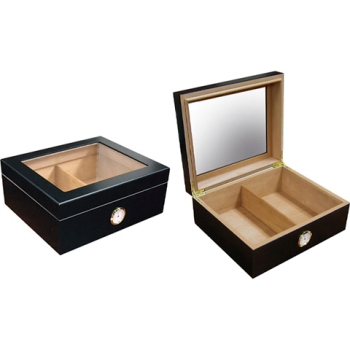 PRESTIGE CHALET GLASSTOP BLACK HUMIDOR