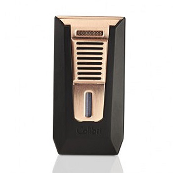 COLIBRI SLIDE DOUBLE JET LIGHTER BLACK ROSE GOLD