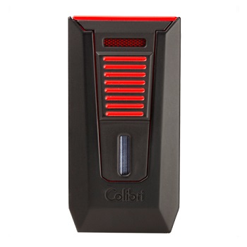 COLIBRI SLIDE DOUBLE JET LIGHTER MATT BLACK RED