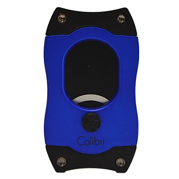 COLIBRI S-CUT CIGAR CUTTER, RUBBERIZED BLACK + BLUE