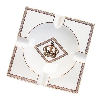 DIAMOND CROWN ASHTRAY WHITE AND GOLD