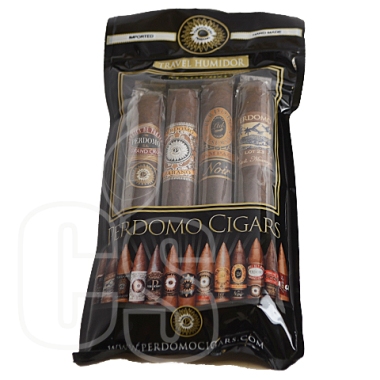 PERDOMO MADURO ASSORTMENT 4 PACK SAMPLER IN HUMIDOR TRAVEL BAG FRESH PACK