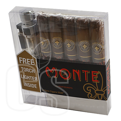 MONTE BY MONTECRISTO TORO CIGARS & 1 FREE TORCH LIGHTER